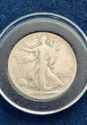 1918 P Walking Liberty Half Dollar 90% Silver Very Good To Very Fine + Coin Disc