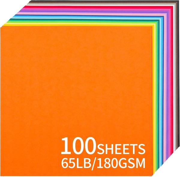 "12\" X 12\" Farbiger Karton - 100 Blatt Kartonpapier 20 Farben 180 G/M² 65 Lb"-image