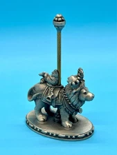 1984 Hudson Fine Pewter Lion Carousel w/ Mice, Raccoon, Bird, Turtle – EUC