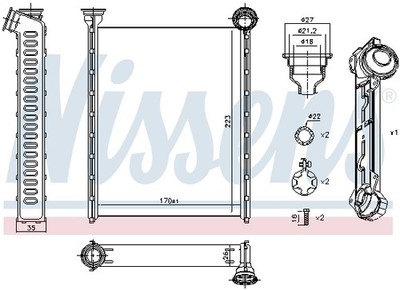 1x NISSENS 71162 Wärmetauscher Innenraumheizung für Citroën Peugeot