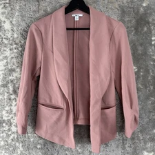 Bar III Size XS Open Front Stretch Blazer Mute Pink Long Sleeve Pocket