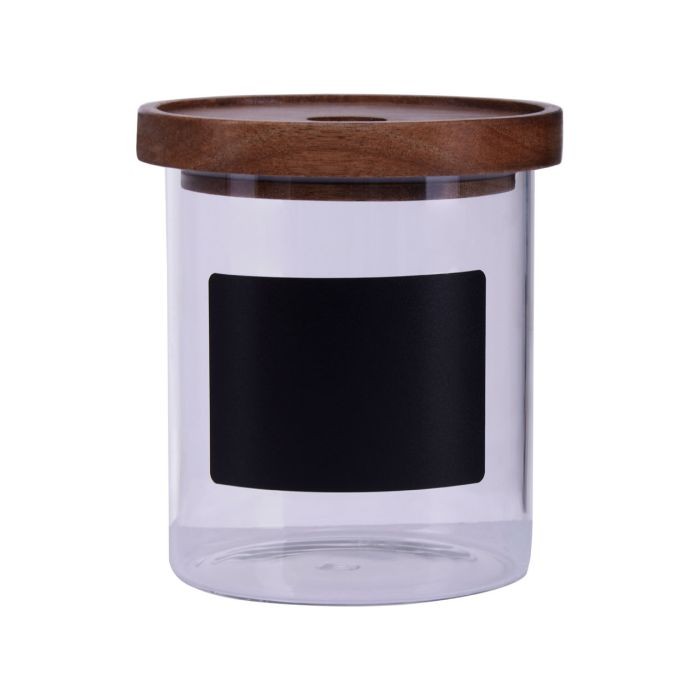 Tromso Chalkboard Glass Storage Jar 750ml with Wooden Lid Herb Spices Container