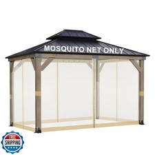 BPS 10' x 12' Gazebo Universal Mosquito Netting Screen Replacement, 4-Panel S
