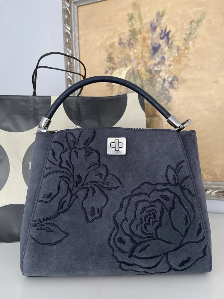 NWT KATE SPADE Phoebe Suede Embroidered Medium Top Handle Bag In Blazer Blue - Image 2 of 4