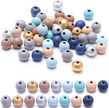 400Pcs Colorful Wooden Beads 12Mm Wood Bead round Blue Wooden Beads Assorted Col