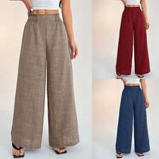 Women's Polyester High Waist Wide Leg Trousers for Vacation Beach Yoga