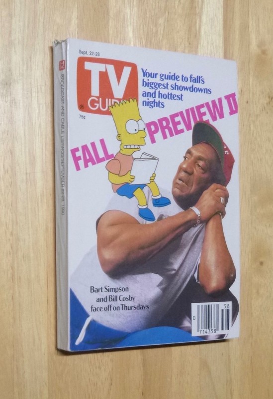 TV Guide Sept 22-28  1990 FALL PREVIEW Cosby vs Bart Simpson cover Charlotte NC