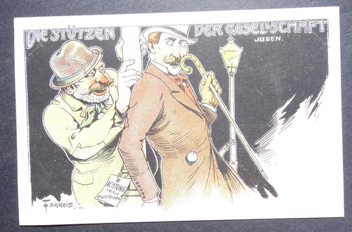 Ibsen The Pillars of Society T Gareis signed art undivided illustrated postcard
