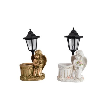 Solar Engel Garten Statue Blumentopf mit Laterne Landschaft Lampe Wohndeko