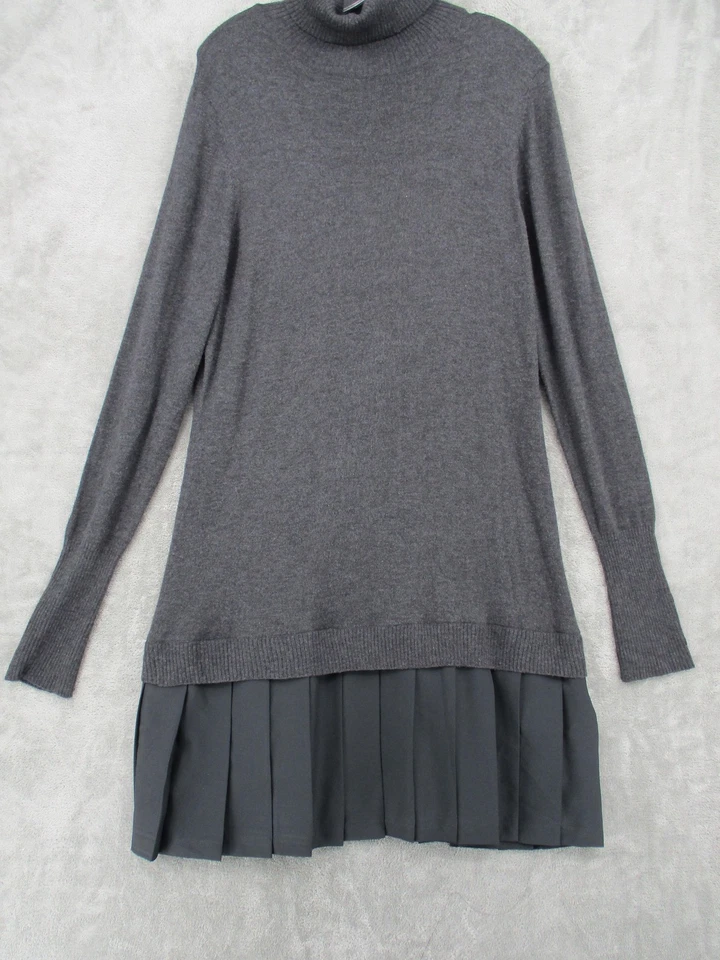 Vestido Suéter Suave Envolventes Grande Angora Plisado Falda Cuello Alto Pullover Foto 4 de 4