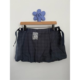Free People 8 NWOT Saturn Bubble Mini Skirt Preppy Academia School Navy Blue