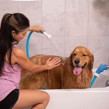 Slip-On Bathtub Faucet Sprayer Attachment. Ultra-Flex Dog Shower Hose Adapter Po