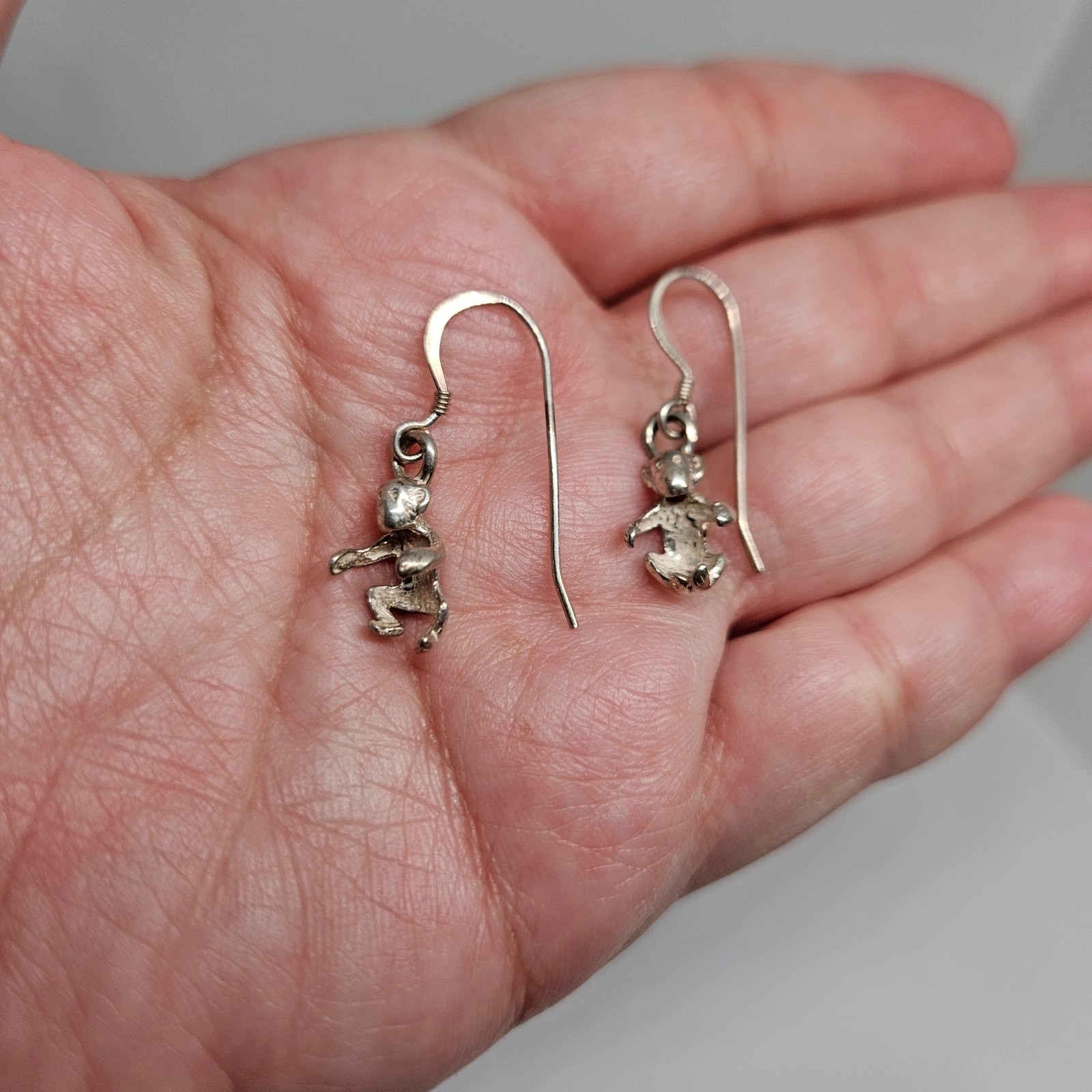 Monkey Sterling Silver 925 Dangle Hook Earrings - image 7