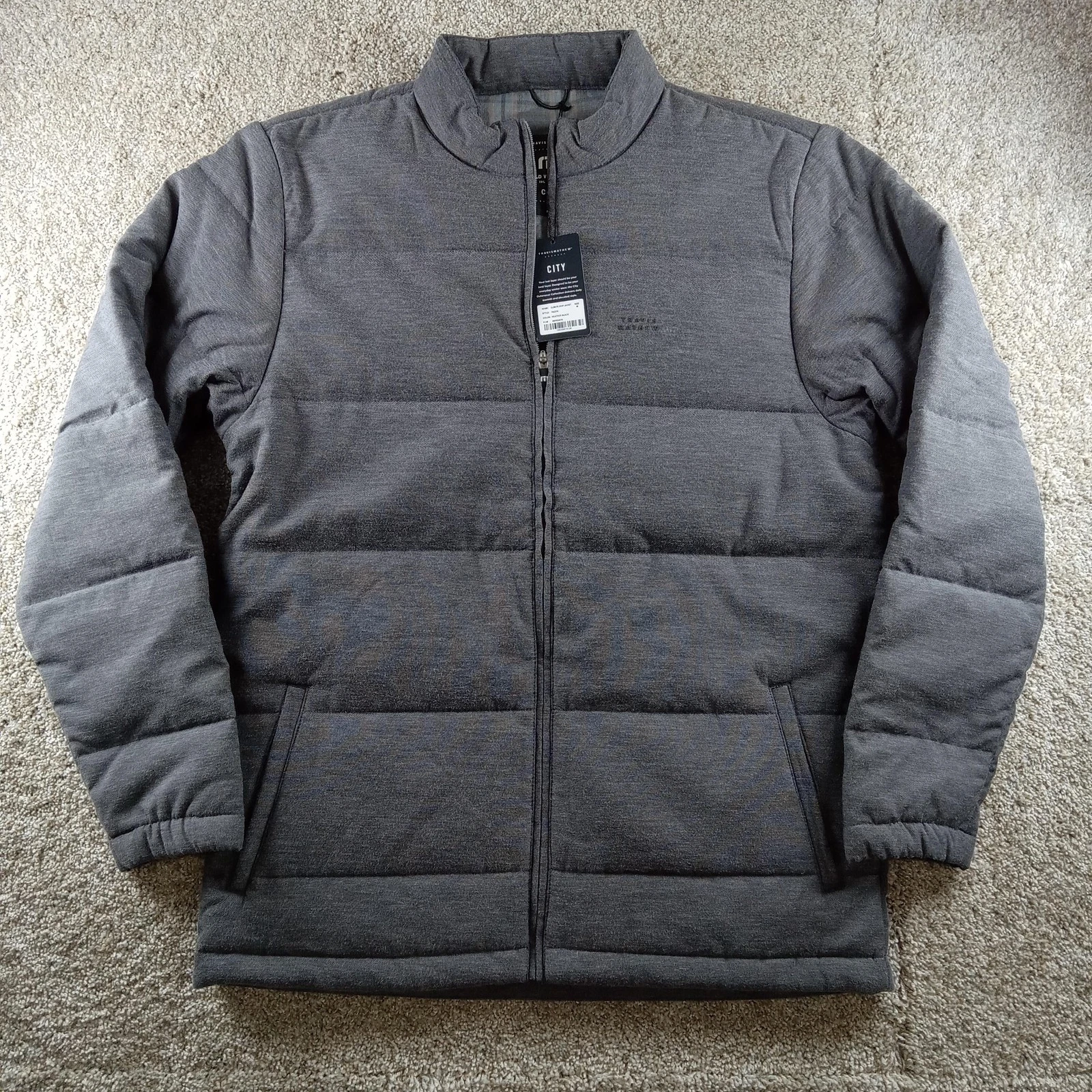 Travis Mathew Jacket Mens Medium Black Climate Drop City Puffer Insulated