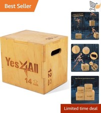 Plyo Box Wooden 3-in-1 16x14x12 Inch Max 450 lbs for Jumping Strength Training
