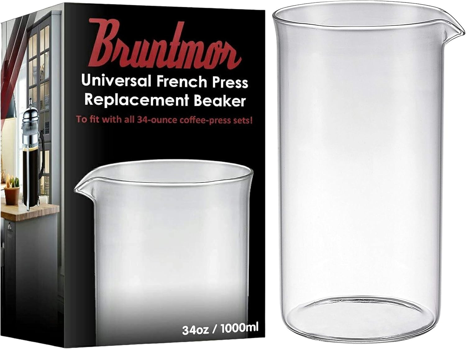 , 34 Oz French Press Replacement Glass, Fire Harden