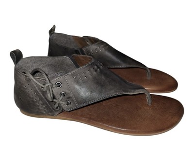 Roan by Bed Stu Women's Leather Gray Lace Up Sandals Size 8.5
