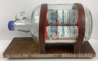 Vtg Budweiser Beer In Case of Emergency Break Glass Advertising Display