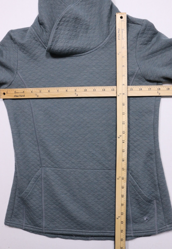 Kuhl Lea Pullover S Gray Green Quilted Cowl Neck Merino Wool Blend Long Sleeve - Picture 6 of 9