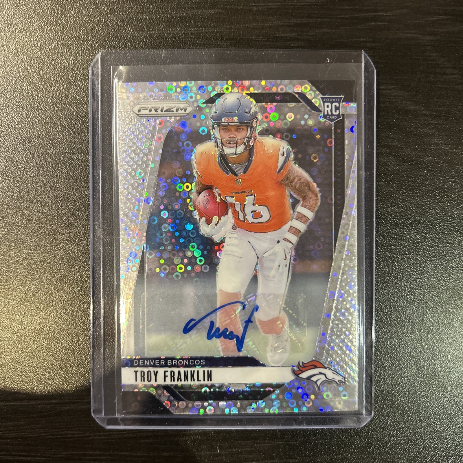 TROY FRANKLIN 2024 PANINI PRIZM ROOKIE AUTOGRAPH NO HUDDLE RC AUTO BRONCOS
