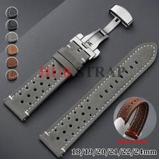 18mm 20mm 22mm Leather Watch Strap Quick Release Deployment Clasp Band
