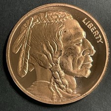 1 oz INDIAN HEAD BUFFALO Copper Round .999 Fine Copper Bullion 1 AVDP Ounce UNC