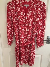 HOBBS Women’s Red Floral Loose Fit With Belt Day /Occasion Knee Length Dress