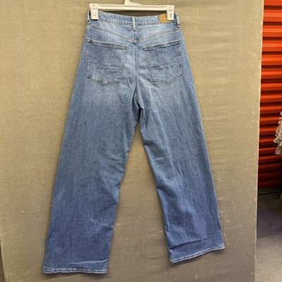 American Eagle Jeans Womens 8 Blue Wide Leg High Rise Denim Pants Minimalist