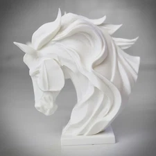 Horse Head Sculpture – Matte White 3D Printed Art Statue – Modern Home Decor...