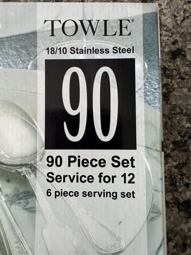 Towel 18/10 Stainless Steel Service For 12 Plus 6 Serving Pieces - Picture 2 of 12