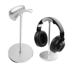 Aluminum Headphone Stand Curved Rest AntiSlip Heavy Base Desk Holder Silver