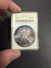 Aqua Blue Toned 1992 ANACS MS68 Silver Eagle- Older Holder