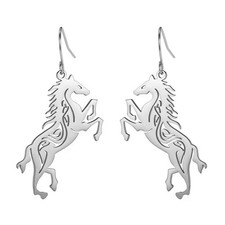 Pendientes Wild Horse para mujer plateados 316L acero inoxidable vaquera yegua colgantes