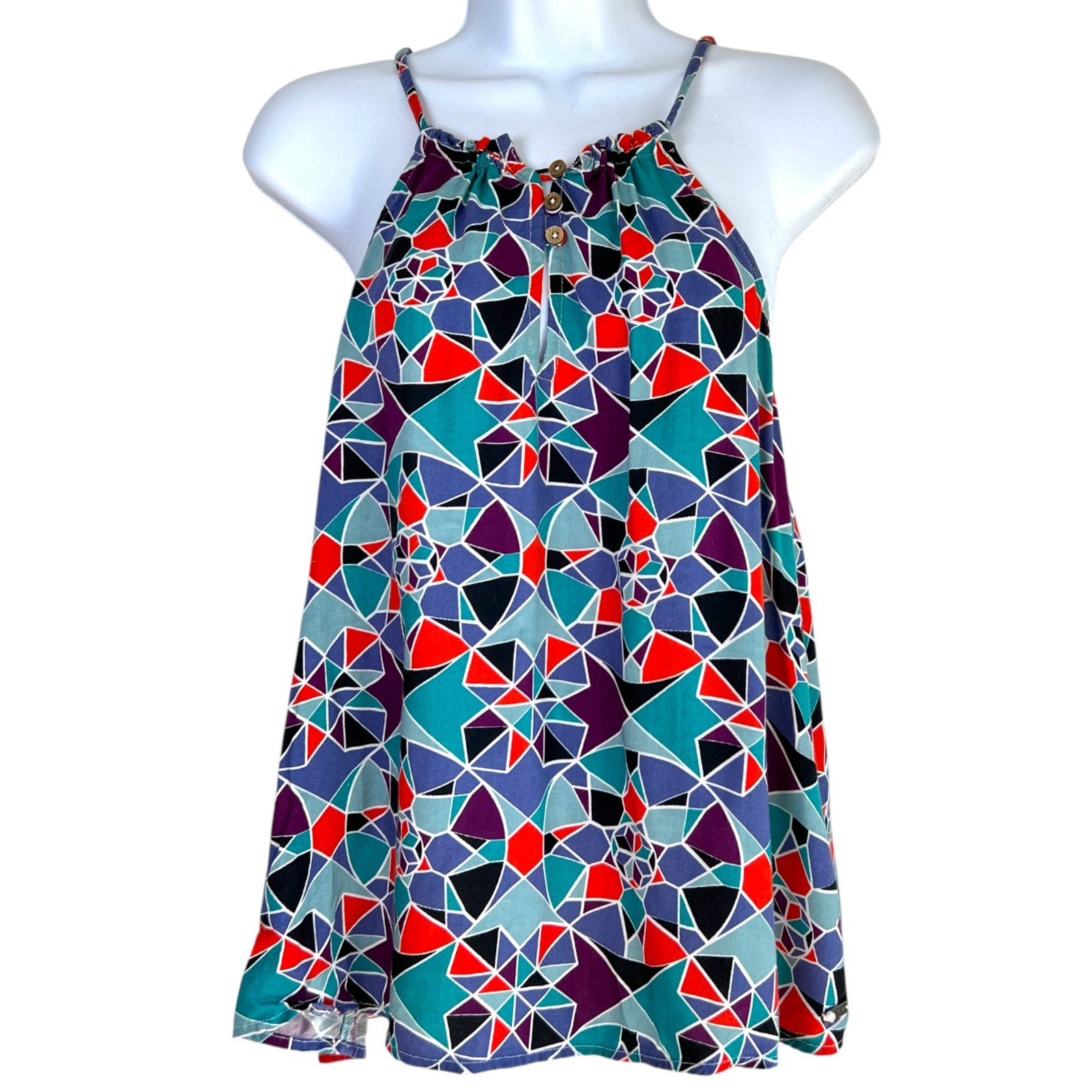 Roxy Womens Colorful Geometric Print Tank Top Size S Surf Beach Skater Preppy
