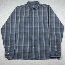 Kuhl response button up shirt men's large blue long sleeve plaid outdoor hiking