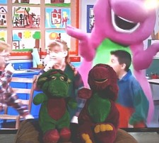 1992 Lyons Vintage Barney Purple Dinosaur  Green Baby Bop 12" Plush Used