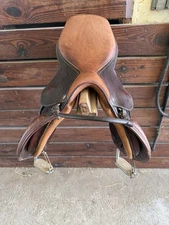 Pessoa Pony Saddle With Grab Strap, Stirrup Leathers And Peacock Stirrup Irons 