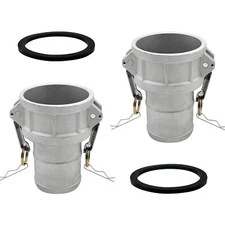 2 Pack Aluminum Camlock Fittings Type C 3" with Gasket and Hose Shank