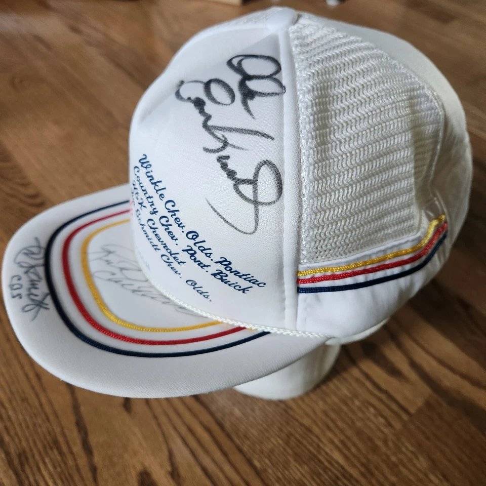 Dale Earnhardt Sr #3 Firmado GM Trabajo en Equipo Años 90 NASCAR Snapback Malla Espuma Sombrero De Colección Foto 2 de 4