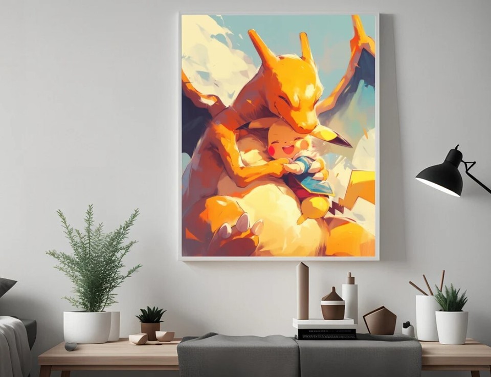 Charizard and Pikachu, Anime Poster, High Quality, Printable Wall Art