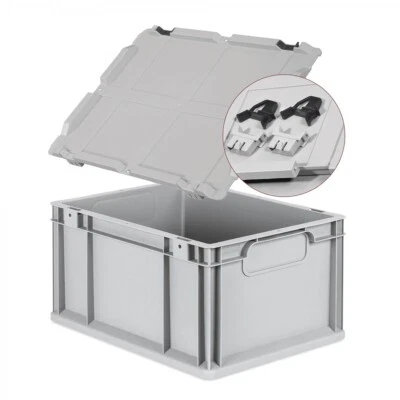 GOODSFORBUSINESS GMBH Eurobox NextGen Economy mit Scharnierdeckel 40x30x22cm, Kunststoffbox Lagerkiste