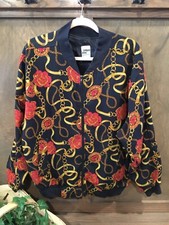 London Fog Vintage Men’s XL Yo Yo Gold Chain/flower Print Made In USA Navy Blue
