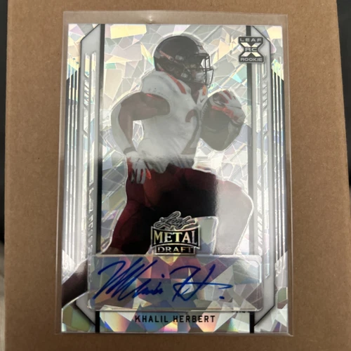 2021 Leaf Metal Draft KHALIL HERBERT Rookie Cracked Ice Auto SSP #/50 Bears RB