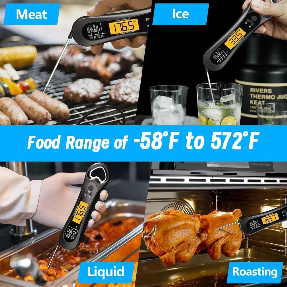 Meat Thermometer Digital, Instant Read Food Thermometer - Waterproof for Cooking