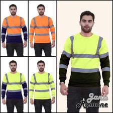 Mens Hi Vis Sweatshirt Hi Viz Reflective Visibility Work Safety Fleece Jumper