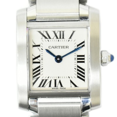 Authentic Cartier Tank Francaise Wrist Watch Women Quartz Battery White Silver Ebay