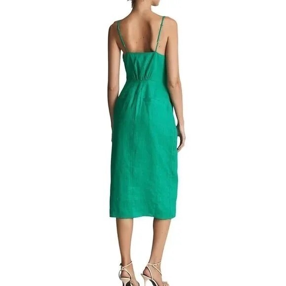 reiss kay linen dress REISS Kay Linen Midi Dress With Tie Detail