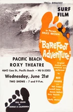  "Barefoot Adventure" 1961 "Bruce Brown" Vintage Surfing Movie Poster Print
