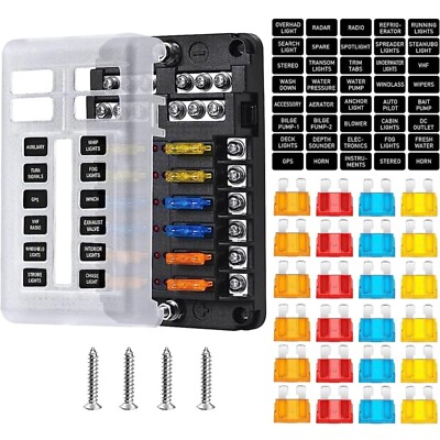 Sicherungskasten Set 12-Schaltkreise LED Warnung Marine Auto Wohnmobil LKW
