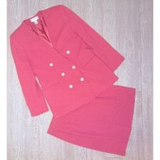 Vintage Pink Seville skirt suit and blazer jacket suit set size 6 1980s